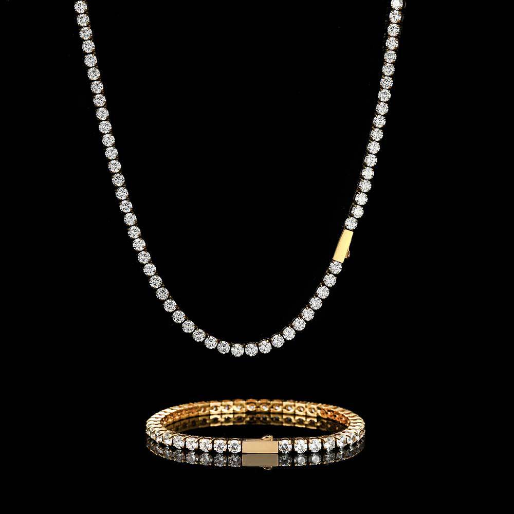 4mm Spring Clasp Stainless Steel Tennis Chain Hip Hop Zircon Men's Bracelet