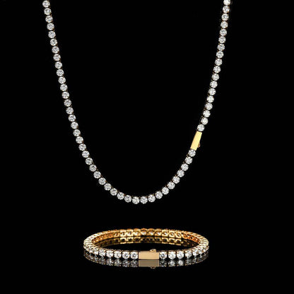4mm Spring Clasp Stainless Steel Tennis Chain Hip Hop Zircon Men's Bracelet
