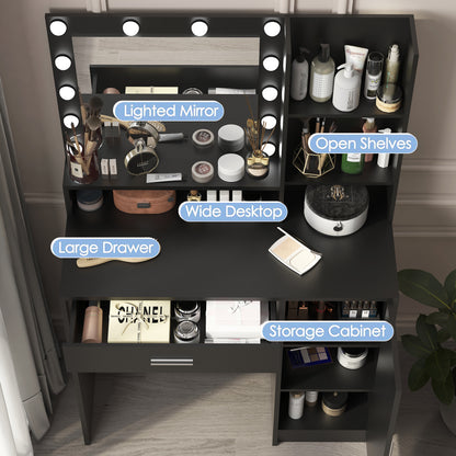 Makeup Vanity Desk with Mirror & Light