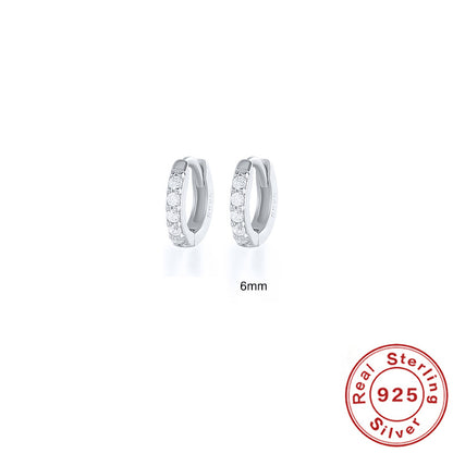 S925 Sterling Silver Circle Earrings with Turquoise and Diamond Inlay 18K Gold Plated Stud Earrings Jewelry