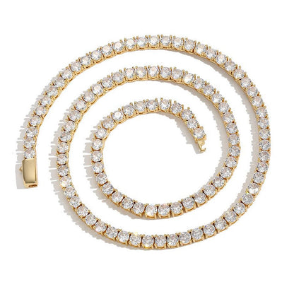 Stainless Steel 316 Polished Spring Ring Tennis Necklace for Men and Women, Fashionable Titanium Steel with Zirconium Stone Jewelry