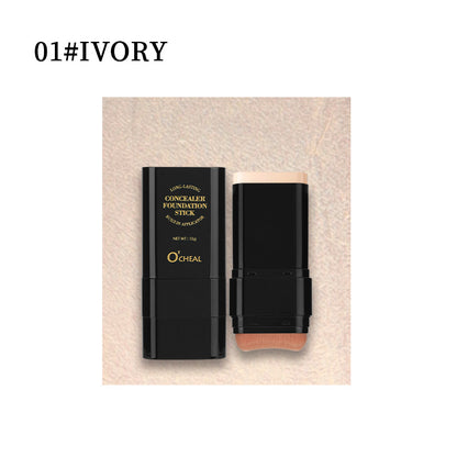 Oqianya Cream Foundation Concealer Long-Lasting Solid Foundation  Dual-Purpose Powder Puff Brush
