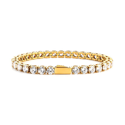 3-5MM Tennis Chain Hip-Hop Stainless Steel Zircon Bracelet