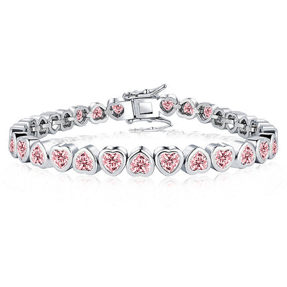 Romantic Trimmed Heart Shape 3A Zirconia Love Bracelet Copper Electroplated Gold Fashion Trendy