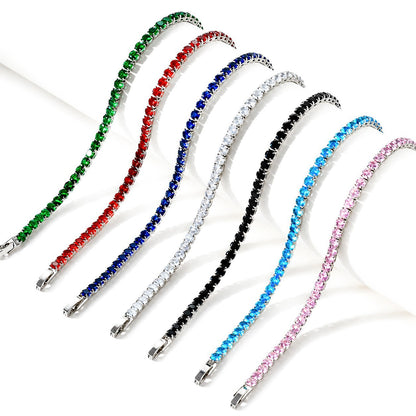 Hip Hop Tennis Zircon Chain Bracelet for Men and Women, Simple Fashion Jewelry