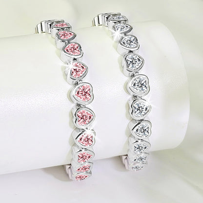 Romantic Trimmed Heart Shape 3A Zirconia Love Bracelet Copper Electroplated Gold Fashion Trendy