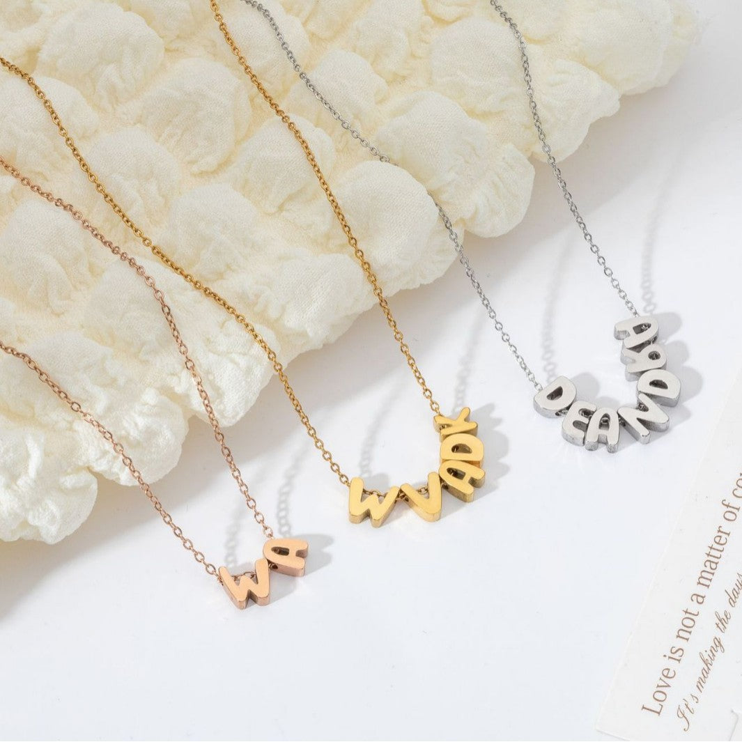 Name necklace DIY personalized design stainless steel English letter necklace